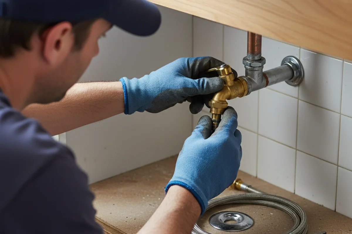 Shutoff valve and fitting work during Burst Pipe Repair in Waukesha